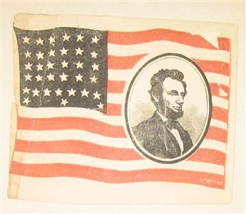 (LINCOLN, ABRAHAM.) Group of 15 ribbons, memorial cards, and ballots, most of them Lincoln-related.